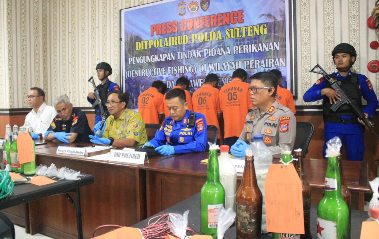 Ditpolairud Polda Sulteng Ungkap Tiga Kasus Ilegal Fishing dan Amankan 5 Pelaku