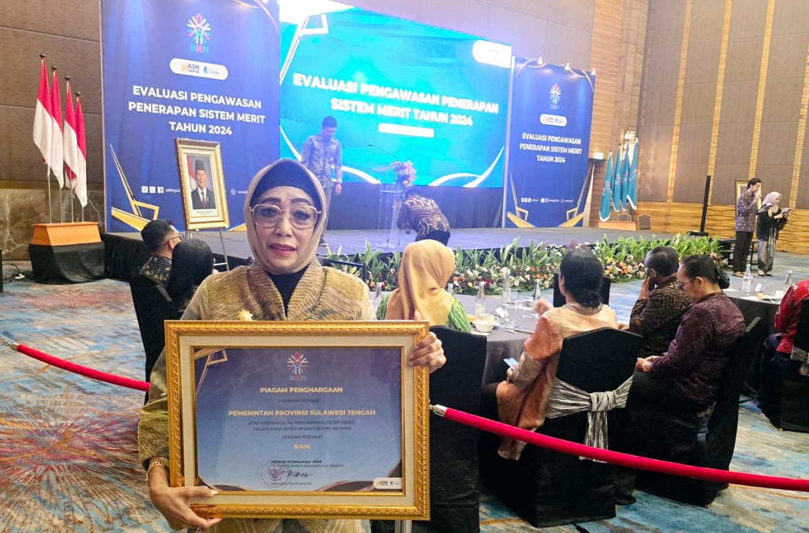 Pemprov Sulteng Raih Penghargaan BKN atas Penerapan Sistem Merit