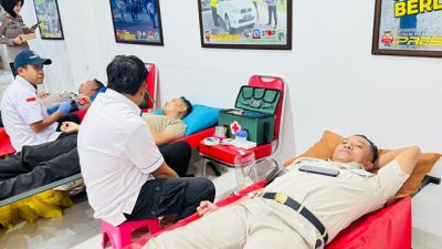 HUT ke-70, Ditlantas Polda Sulteng Hadirkan Kepedulian Lewat Donor Darah