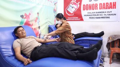 Rayakan HUT Humas Polri, Polres Parigi Moutong Ajak Warga Donor Darah