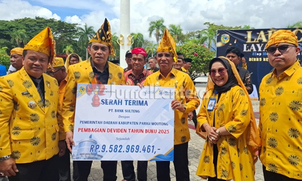 Bank Sulteng Gelontorkan Miliaran Dana Dividen dan CSR ke Pemkab Parigi Moutong