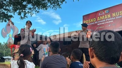 Brimob Polda Sulteng Berikan Trauma Healing Anak-anak Korban Gempa di Buol